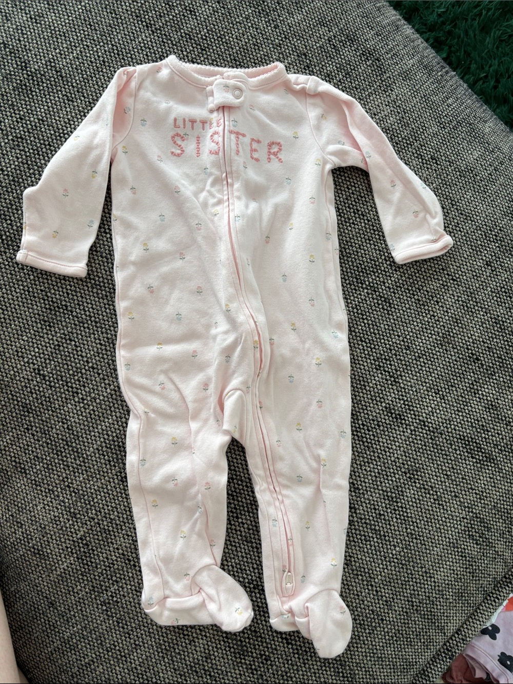 Carter's Light Pink "Little Sister" Footed One-Piece Pajamas